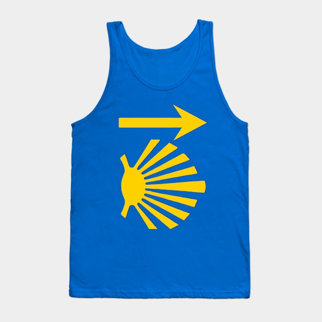 Camino de Santiago de Compostela Yellow Scallop Shell and Arrow Tank Top by Brasilia Catholic